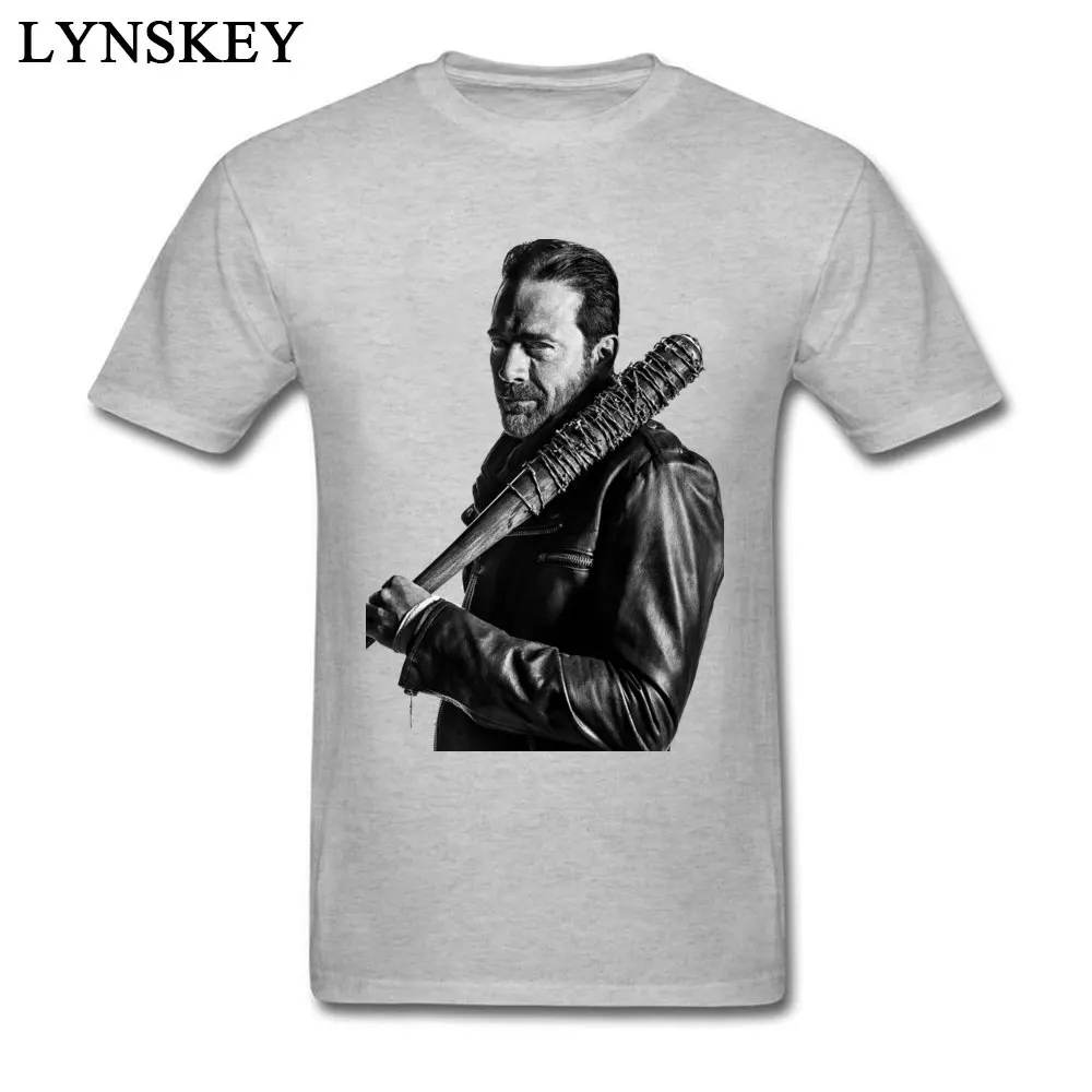 XXXL футболка с надписью "Walking Dead Negan", мужские Топы И Футболки, крутые черные футболки в стиле панк с коротким рукавом, новинка - Цвет: Серый