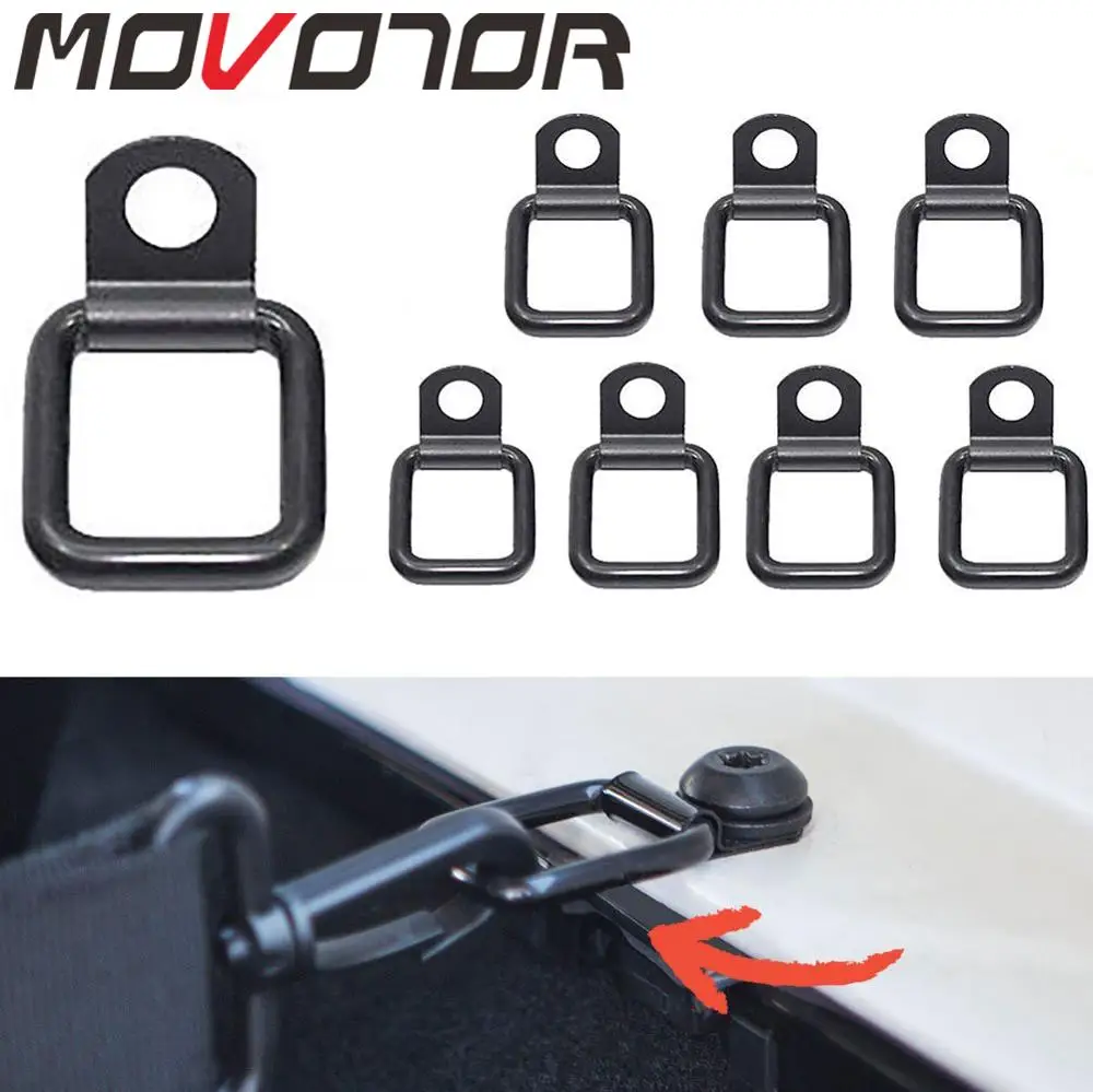 

8Pcs/lot Black Steel D Ring Tie Downs BoltOn Trailer Cargo Tie-Down Anchor for Jeep Wrangler Trunk Cargo Net Tie Down Strap