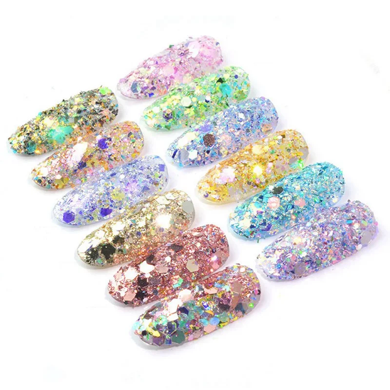 New Shining Light Onion Powder Ultra-thin Nail Glitter Sequins Fashion Colorful Glitter Acrylic Powders For Nail Art