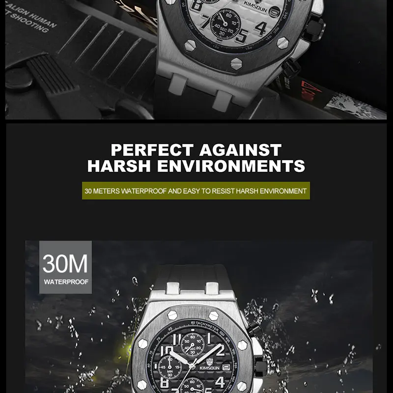 Мужские часы от ведущего бренда KIMSDUN, деловые классические трендовые Модные Военные повседневные кварцевые часы, Многофункциональный силиконовый ремешок Relogio