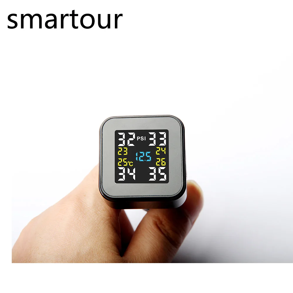 

Smartour Car TPMS 12V Digital Tire Pressure Monitoring System Tire Pressure Alarm External & Internal Sensor And safety hammer