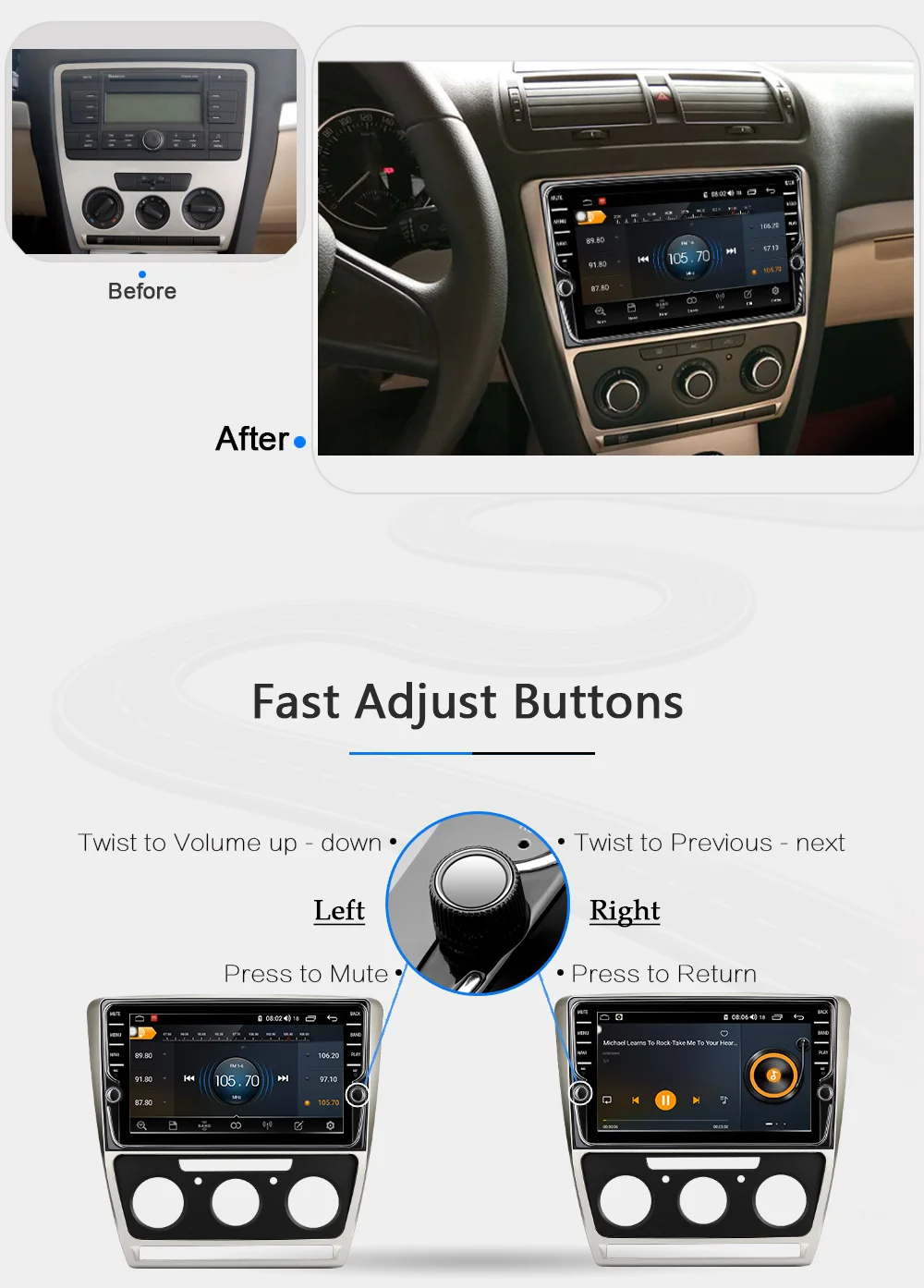 Flash Deal Funrover octa core android9.0 car dvd multimedia player For Skoda Octavia 2008-2013 A 5 A5 Yeti Fabia gps DSP 4G RAM 64G ROM LTE 10