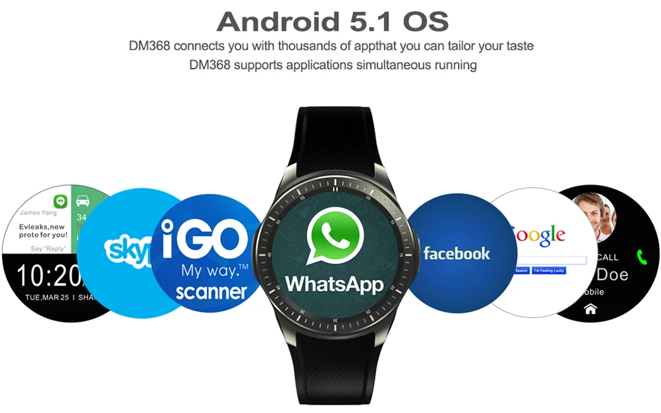 Time owner DM368 Часы Bluetooth Смарт-часы Android 5,1 OS 512 Оперативная память 8G Встроенная память Поддержка сим-карты Google Play/карта сердце браслет для занятий спортом