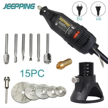 JEEPPING 220V 180W Dremel Style Electric Rotary Tool Variable Speed Mini Drill with or 15PC Set Accessories Power Carving Tools