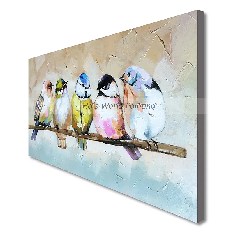 Art-Handmade-Bird-Family-Oil-painting-Animal-Canvas-Wall-Art-Modern-Decor-Artwork (2)
