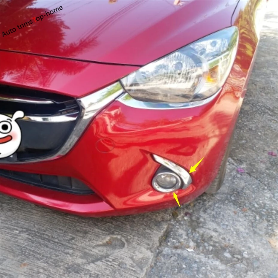 

Yimaautotrims Exterior Refit Kit Fit For Mazda 2 Demio 2015 - 2019 Chrome Front Fog Lights Lamp Strip Eyebrow / Ring Cover Trim