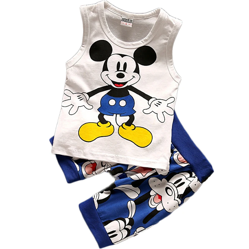 Baby Fashion Clothing 2018 Newborn Set Printed Mickey Cartoon T Shirts + Cotton Shorts Infant Pants Kids Clothes Tracksuit 2Pcs