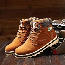 2016 Hot Sale Fashion Men Solid Warm Winter Boots Keep warm Male Casual PU Thick Plush Mens Snow Martin Boots Lace up Shoes