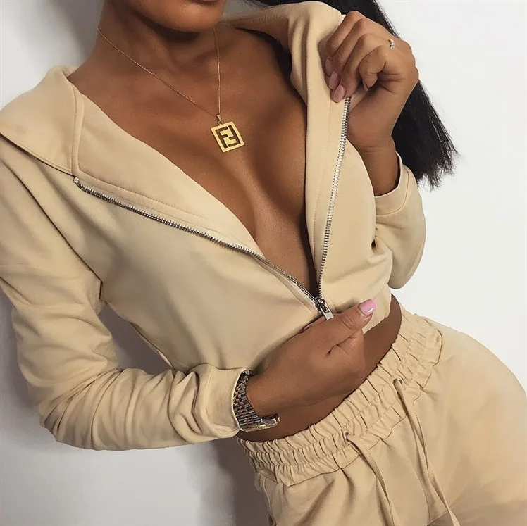 

Spring New Long Sleeve Cap Coat, Sanitary Wardrobe, Sports Suit, Women's Leisure Two-piece Running Suit womens jogging suits