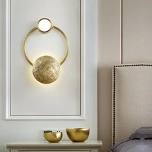Скандинавский дизайнерский светодиодный Роскошный Бронзовый настенный светильник, высококачественный медный настенный светильник для отеля, художественное украшение, прикроватный настенный светильник для спальни