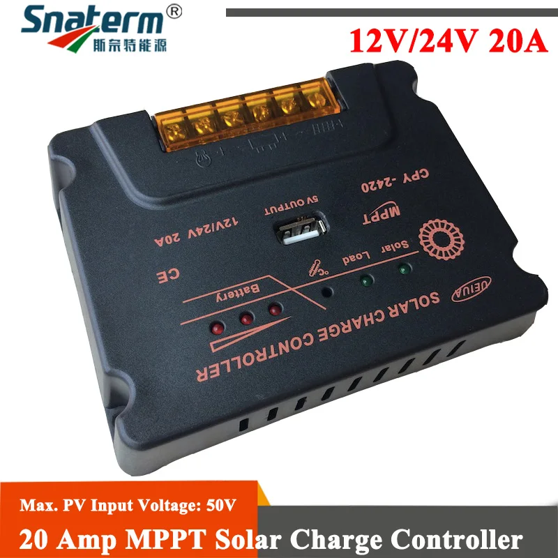 

Thin and flexible 20A Solar Charger Controller Solar Panel Battery Intelligent Regulator with USB Port 12V/24V Auto