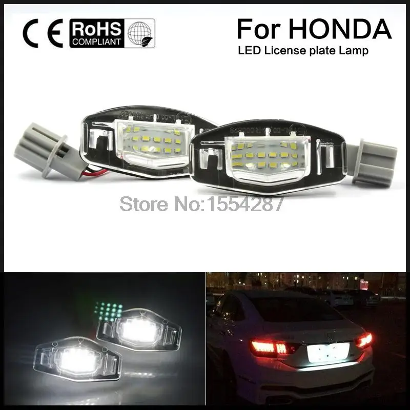 2PCS Car LED License Plate Lights Direct Fit For Acura TL TSX RDX Honda