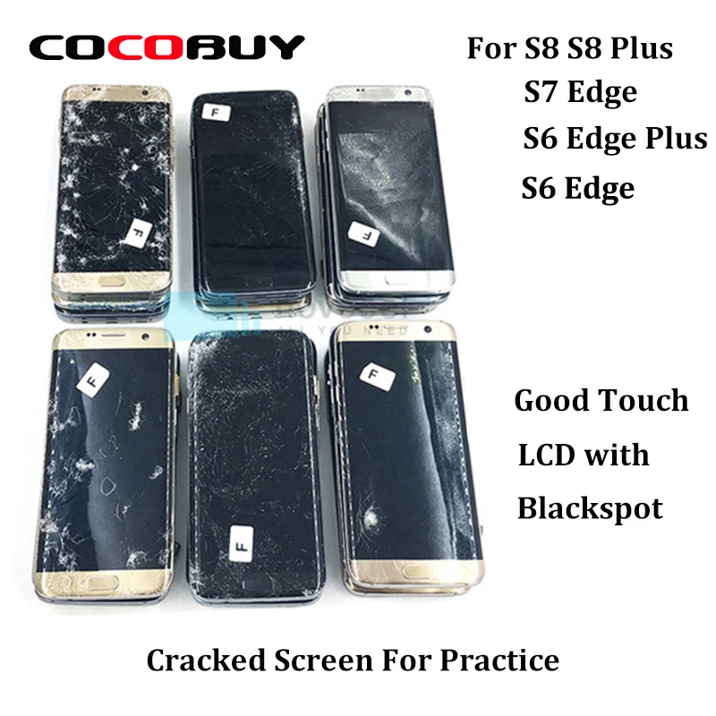 

5 pcs Broken Edge Screens For Practice- Touch works fine and image with defects for samsung s8 s8 plus s6 edge s7 edge s6 edge+