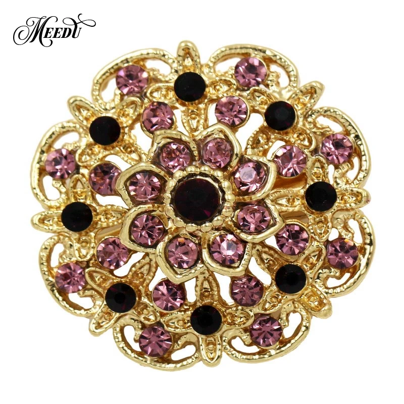 

MIEG Brand Colorful Crystal Flower Brooches for Women or Wedding Bridal Party Bouquet Pin Accessories