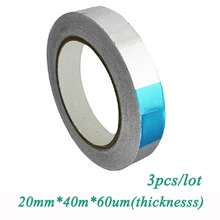Более удобный 3 шт./лот 20 мм* 40 м* 0,06 мм алюминиевая фольга клейкая лента температурная металлическая Алюминиевая фольга лента