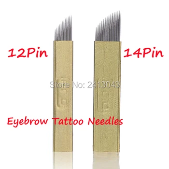 

Stainless Eyebrow Embroidery Blades For Permanent Tattoo Machine 12Pin/14Pin Independent Package Eyebrow Manual Pen Needles