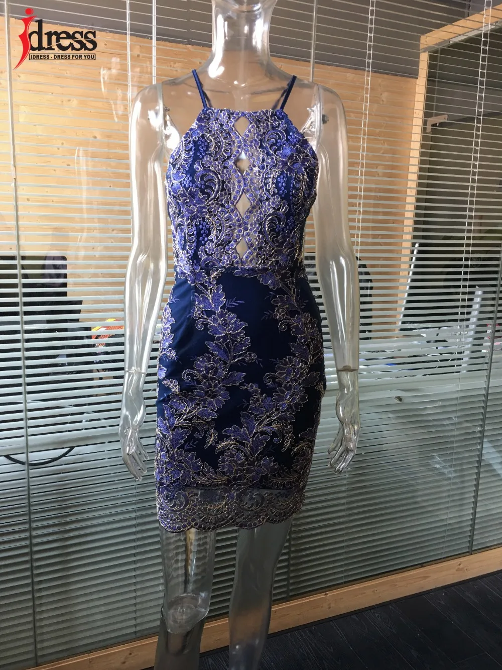 IDress New Arrival Chic Embroidery Celebrity Bodycon Strap Sundress 2017 Sexy Sleeveless Halter Hollow Lace Club HL Dress Party (10)