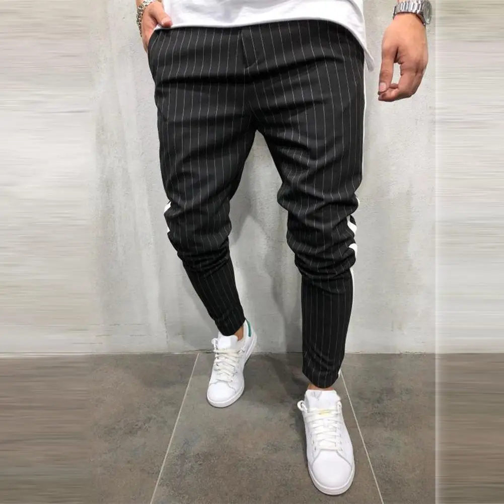 Joggers Loose Harem Black Strip Pants PU27 – iawear