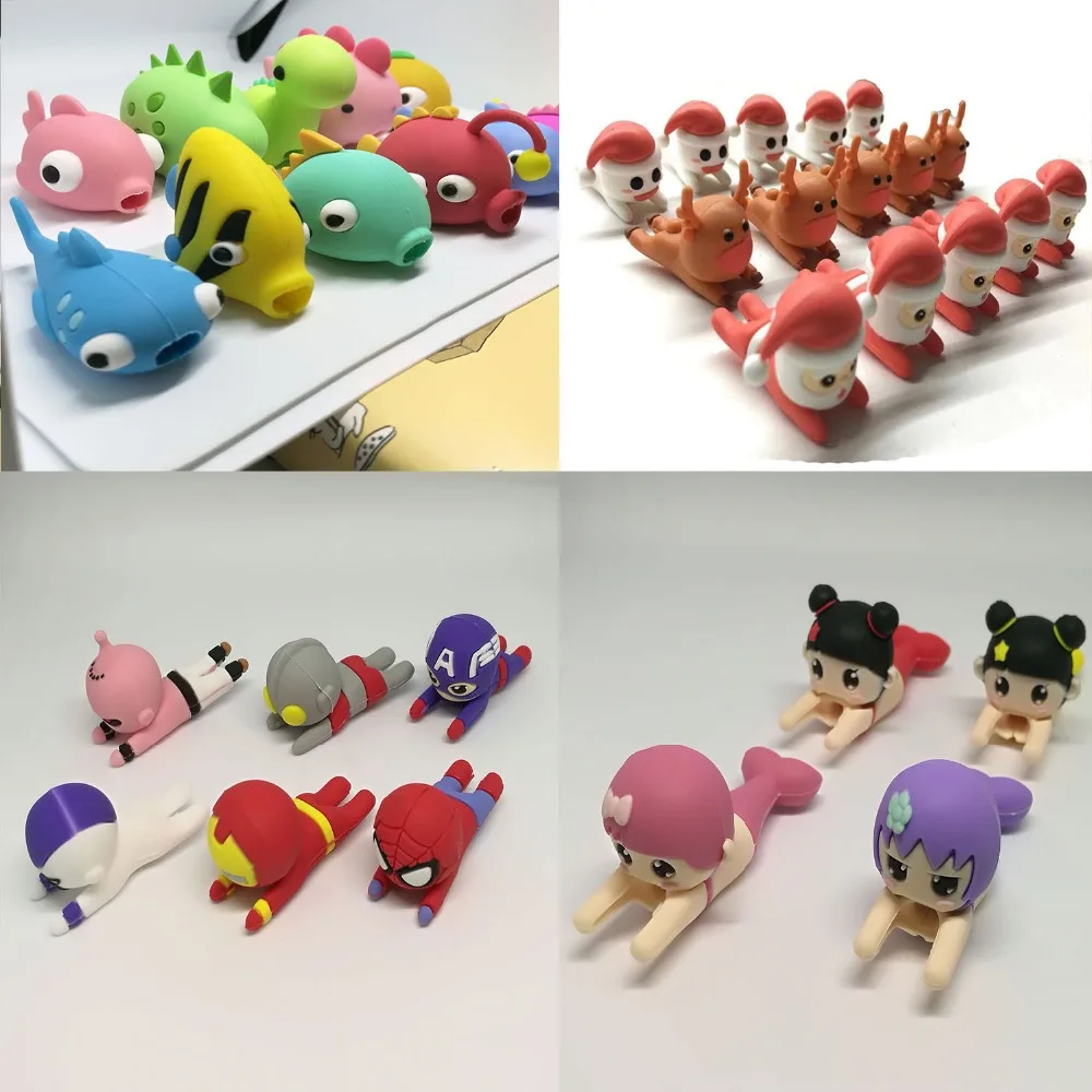 

Superhero Cable Bite Protector Winder Phone holder Accessories for Phone Samsung MP3 MP4 USB Novelty Figure Dolls New Style