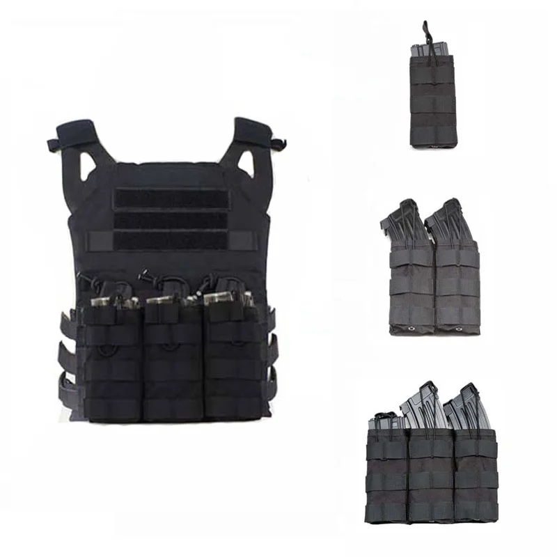 

Army Hunting MOLLE Vest Accessories Tactical Triple Cartridge Bag 1000D Nylon Paintball Airsoft Single / Double Magazine Pouch