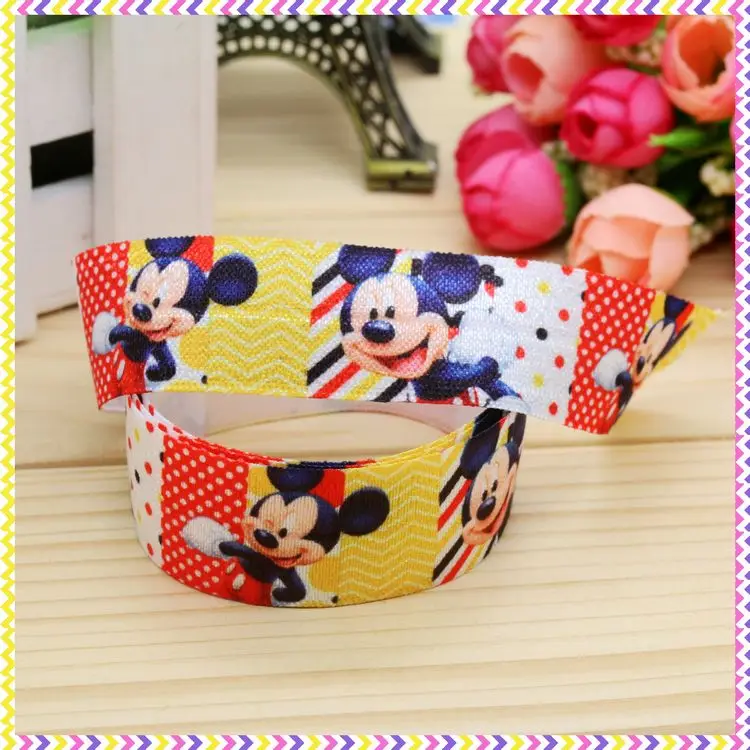 1'' inch Free shipping Elastic FOE mickey printed headband headwear diy