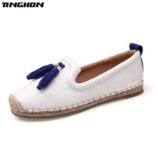 Женские лоферы слипоны с кисточками повседневная обувь на плоской подошве женские летние круглый носок в рыбацком стиле Новое поступление эспадрильи обувь