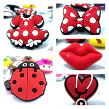 1 шт. Высокое качество красные губы Bowknots модели обуви ПВХ обуви очаровательные аксессуары/украшения подходят браслеты Croc jibz