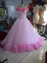 2017 Vestidos De Noivas Manga Longa Off the Shoulder Ball Gown Appliqued flowers Wedding Dresses Court Train Custom Made