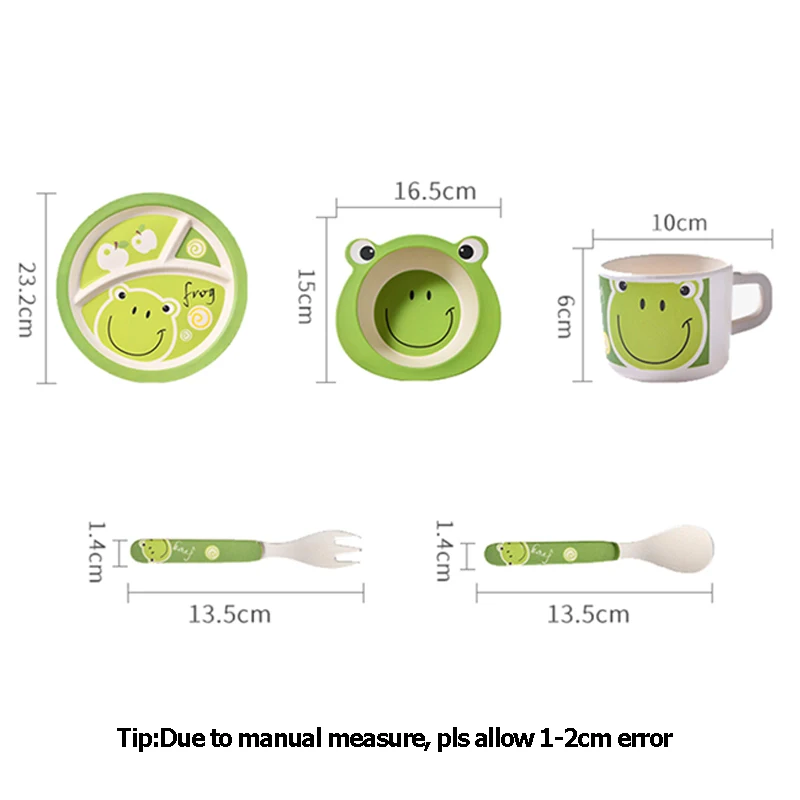 Baby Bamboo Fiber Dinnerware Children Safety Tableware Set Animal Cartoon Plate Bowl Fork Spoon Cup Food Feeding Dishes BB3092 (8)