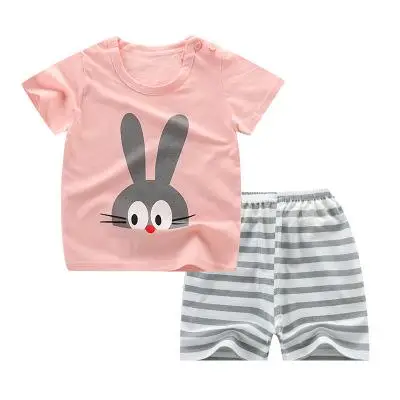 Одежда для новорожденных мальчиков комплект одежды из хлопка для активного отдыха и развлечений; летняя одежда для девочек, футболка+ шорты, комплекты детский, для маленьких мальчиков, детская одежда - Цвет: pink
