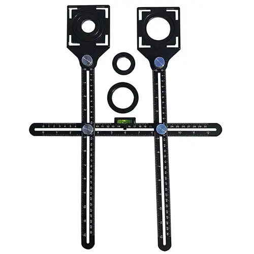 GEZICHTA Ceramic Tile Hole Locator,Portable Stainless Steel Universal Marble Punching Tool Measuring Range 300mm,Hole Size: 25mm 55mm 40mm 45mm