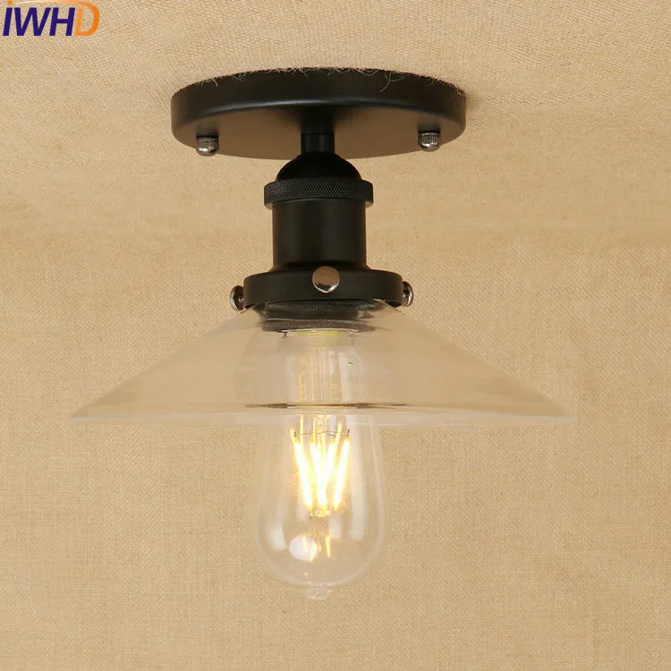 Лофт Стиль LED Потолочные светильники Стекло Утюг промышленных Винтаж потолочный светильник lamparas де TECHO RH Ретро светильники домашнего