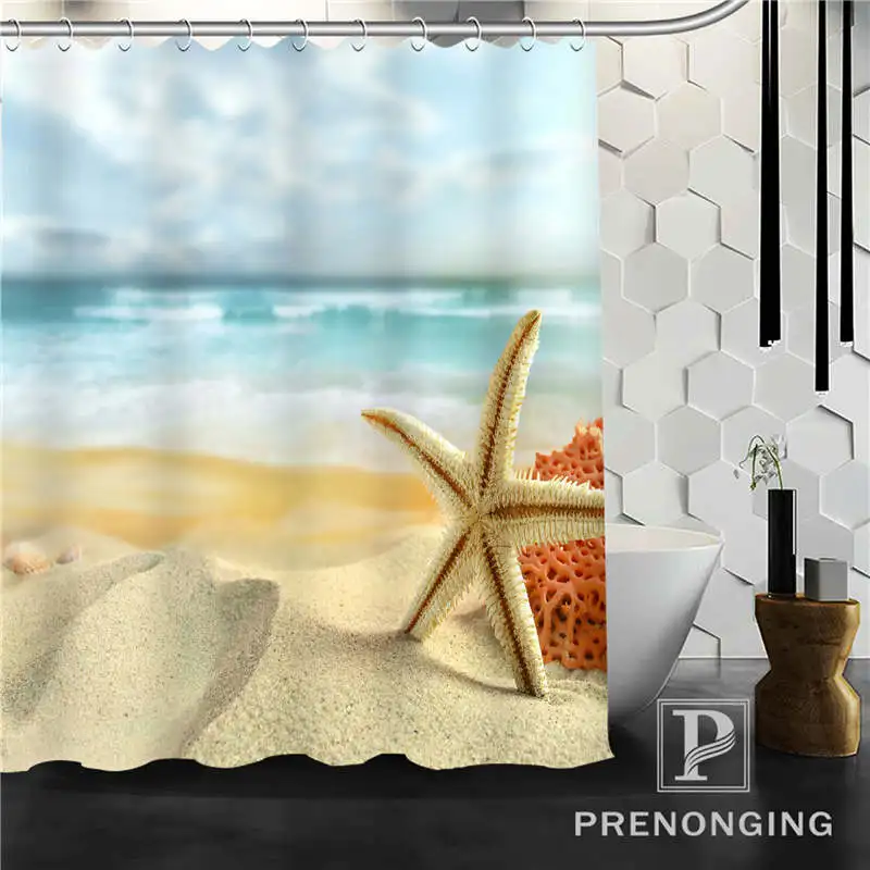 Shower curtain Персонализированные пользовательские пляжные оболочки душ украшение для дома, для занавесок купальные шторы ткань водонепроницаемый полиэстер S171218-18 - Цвет: Shower curtain