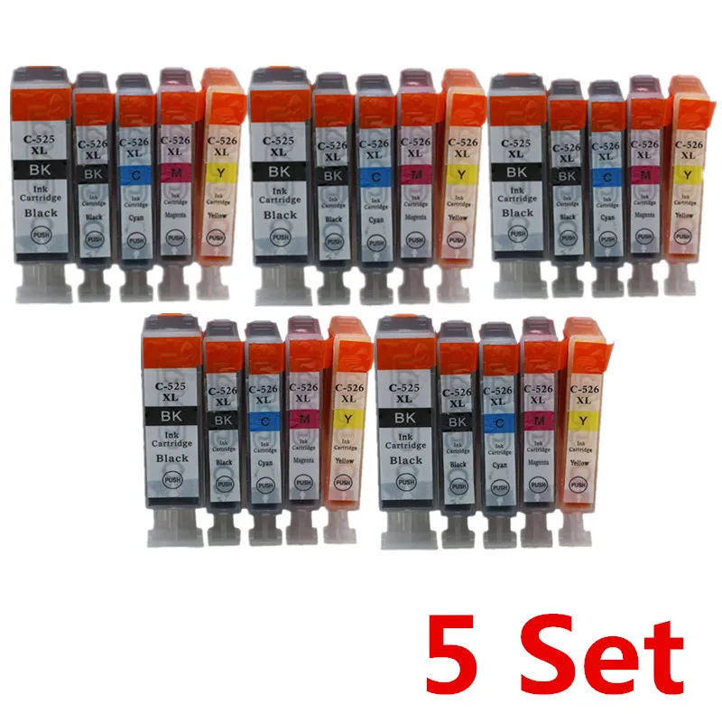 PGI-525 CLI-526 PGI-525XL PGI 525 525XL PGI525 PGI525XL чернильные картриджи сменный для Canon MG5250 MG5350 IX6550 MX885 MX895 - Цвет: 5 Set 5 Color