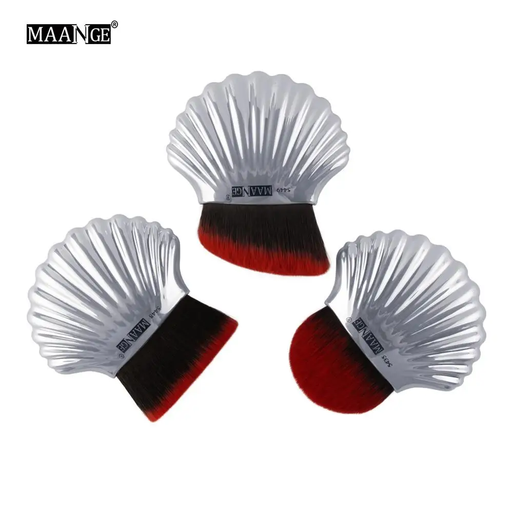 3pcs Silver MAANGE 3 шт./упак. Pro Shell набор кистей для макияжа свободный порошок основа смешивание косметика для контуринга красота макияж набор кистей для макияжа - Handle Color: 3pcs Silver