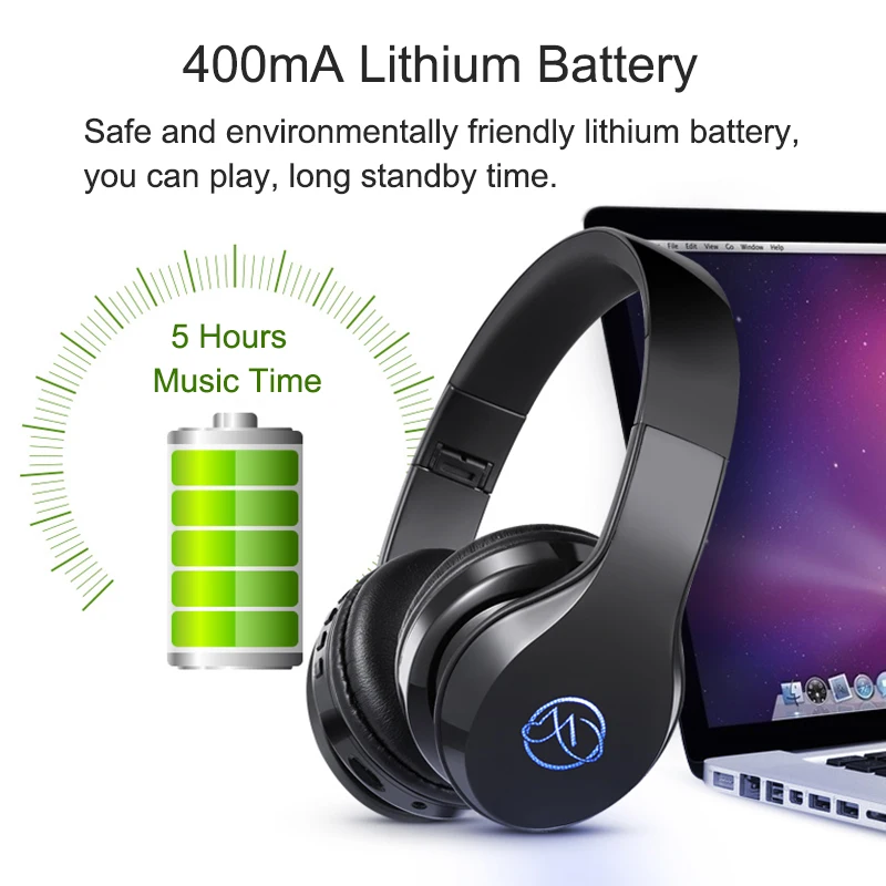 EGRINCY BH7 HIFI стерео Bluetooth наушники Bluetooth 4,1 Беспроводная гарнитура с микрофоном Поддержка TF карты и 3,5 мм Проводная музыка с светодиодный