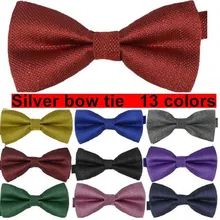 Серебряный Мужской бант, регулируемый, для взрослых, с бабочкой, для вечеринки, украшенный галстуком, 13 цветов, 10 шт./партия