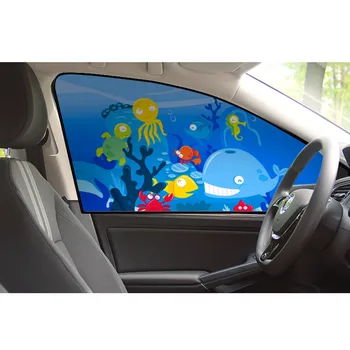 

4PC Magnetic Car Side Window Curtain Sun Shade Visor Anti-UV Cartoon Shield Baby black adhesive cloth directly adsorb edge 8Z