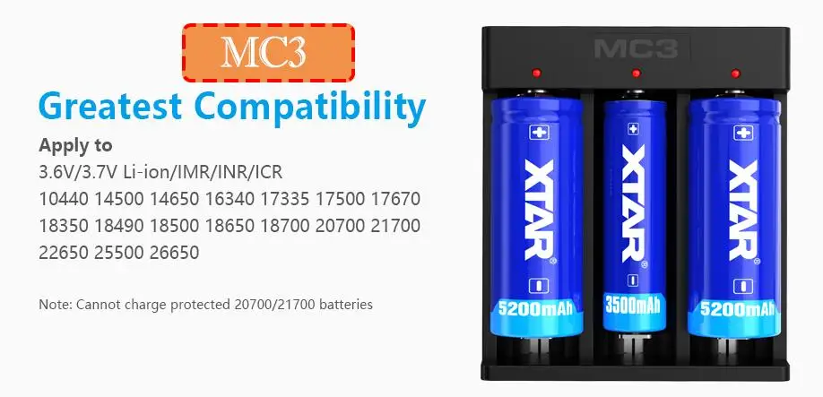 XTAR VC2 VC2 plus VC4 VC2S красочные VA ЖК-зарядное устройство для 10440/16340/14500/14650/18350/18500/18650/18700/21700/20700/17500 - Цвет: MC3