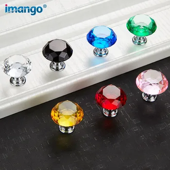 

1 PCS Diamond Shape Crystal Glass Knob 30mm Drawer Knob Pull Handle Usd for Caebinet, Drawer Hand Furniture Hardware Accessories