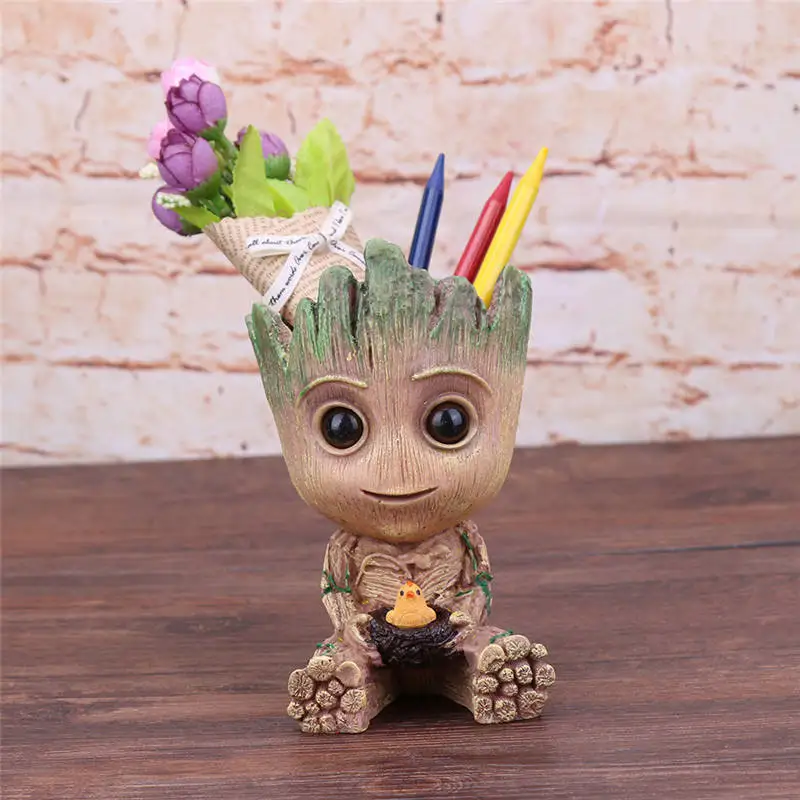 14 см цветочный горшок Детские Грут милый игрушка держатель для ручек ПВХ герой модель детское дерево человек горшок для садового растения