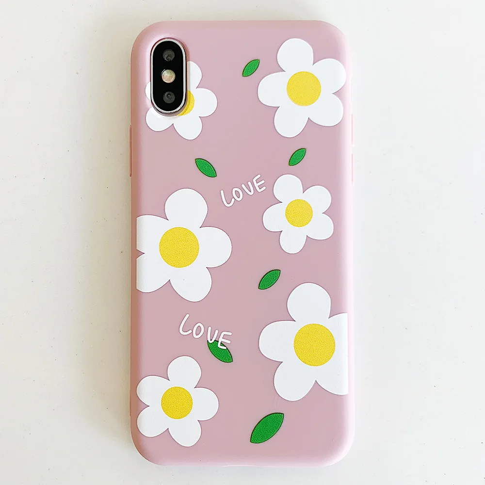 KIPX1113F_1_JONSNOW Matte Phone Case for iPhone 6S 6P 7 8 Plus Small Daisy Pattern Soft Silicone Cases for iPhone X XR XS Max Capa Fundas