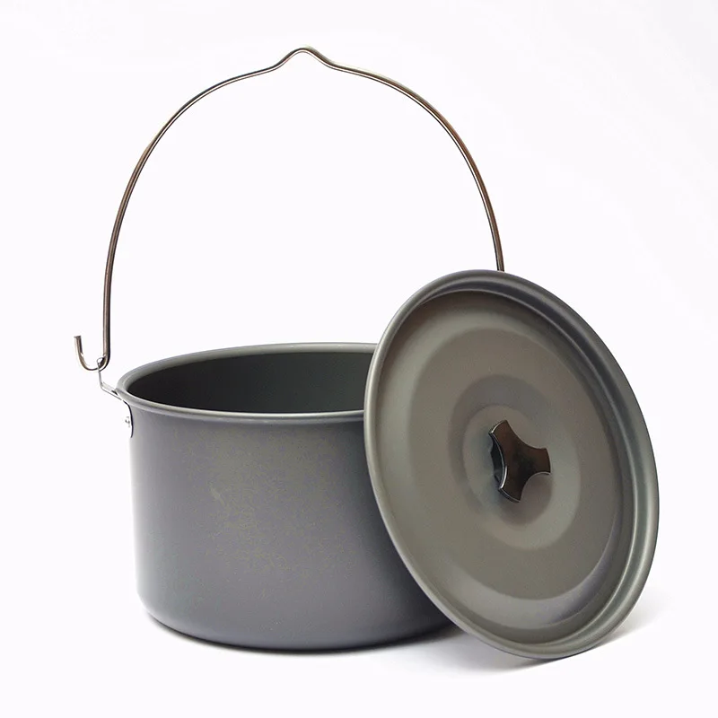 Al aire libre Camping olla de cocina banquete arroz cocinero portátil Picnic cocina fuego hacer sopa vajilla 6-8 personas olla colgante