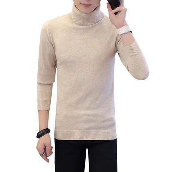 

Winter High Neck Thick Warm Sweater Men Turtleneck Brand Mens Sweaters Slim Fit Pullover Men Knitwear Male Double collar