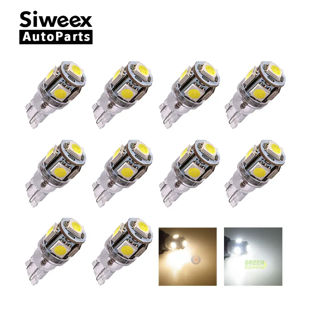 Hot Item 10 Pcs T10 W5W 194 168 Lamp DC 24V 5 SMD 5050 LED MAKER DOME Interior Wedge White Lights 1506397062