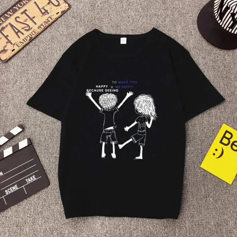 

Casual T-shirt Women Campus Style Short Sleeve Round Collar Cartoon Vintage Summer Top Tees Women Korean Kawaii Clothes 2019