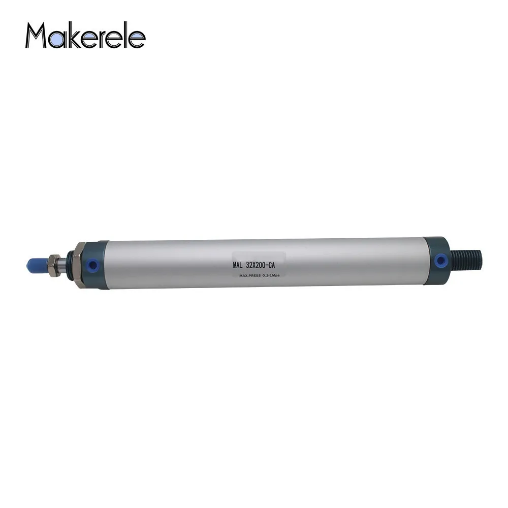

Hot Sale Pneumatic Cylinder 32mm Airtac Bore MAL32-200-CA double Acting Standard Air Cylinder Aluminum Alloy 200 Stroke