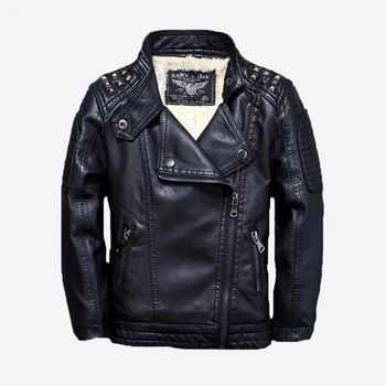 

2019 Children Wind PU Leather Rivet Cool Coat Kids Outerwear Infant Baby Girls Zipper Clothing Spring Kids Boys Solid Jacket