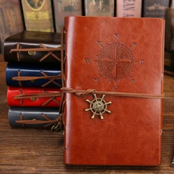 Vintage Pirate Anchor PU Leather Journal - Retro Spiral Notebook Diary and Stationery Gift - Large 165x235mm (Brown)