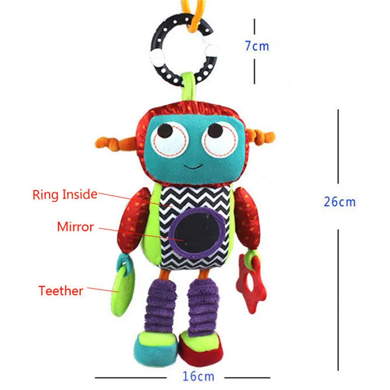 1 шт. Горячая новинка звук робот погремушки Детская кукла кровать развивающие плюшевые мягкие игрушки эфир подарок для младенцев 26 см зеркальная кроватка